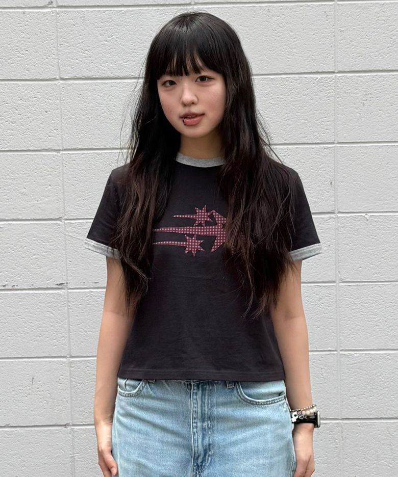 CHECK 3STAR BASIC RINGER TEE_CHARCOAL(NG2GMUT537A)