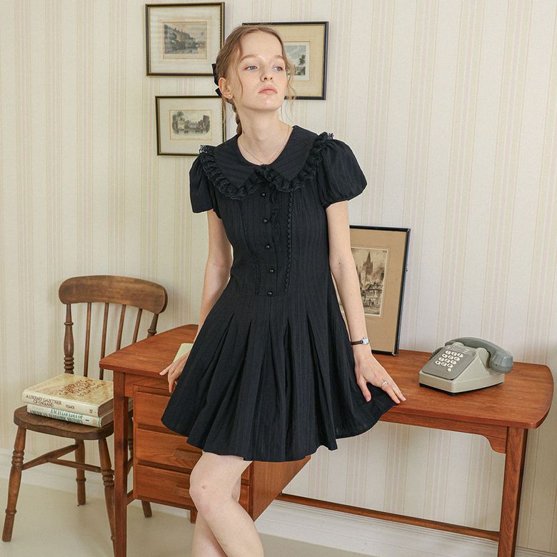 DD_Frill sailor lace collar mini dress_BLACK