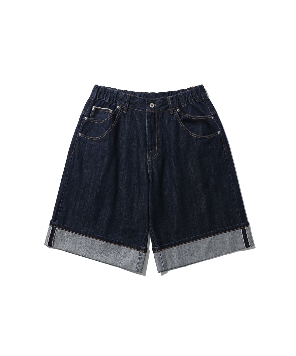 앵글런(ANGLAN) Turn-up Selvedge Denim Half Pants - Indigo