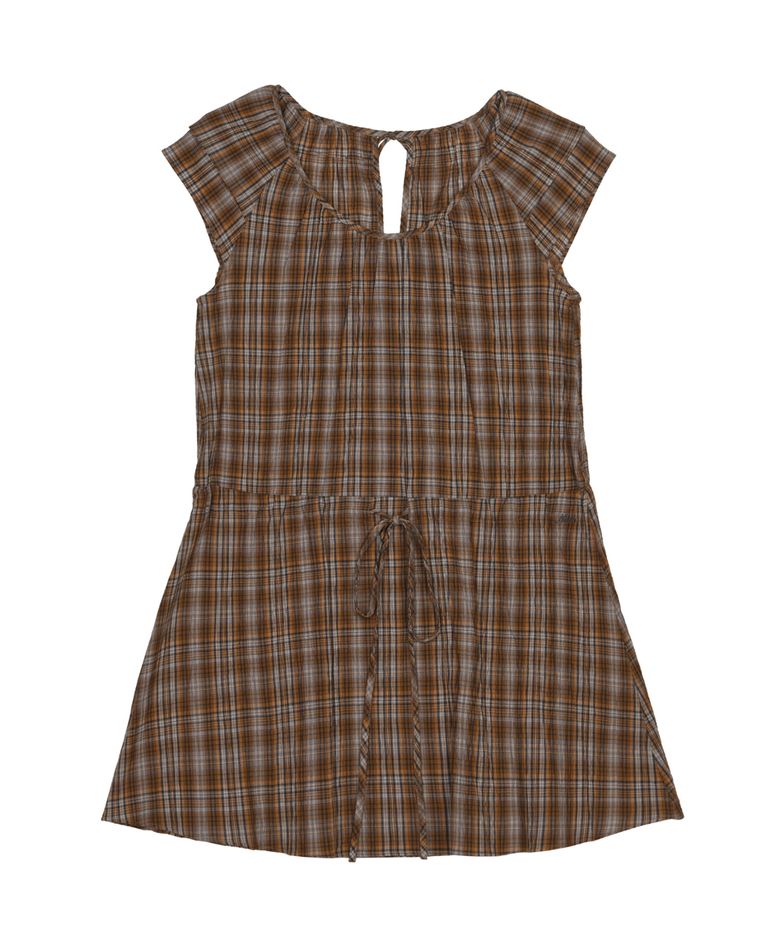 VINTAGE CHECK MINI DRESS_ORANGE