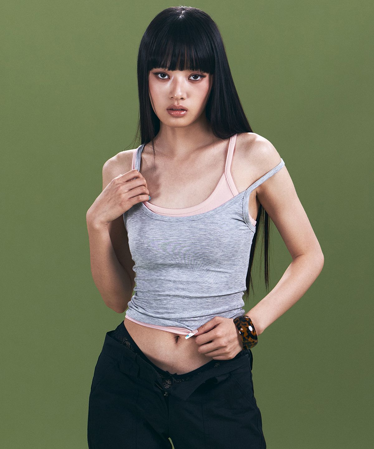 플리즈노팔로우(PLEASENOFOLLOW) Coni Soft Lounge Tank Top (Melange Grey)