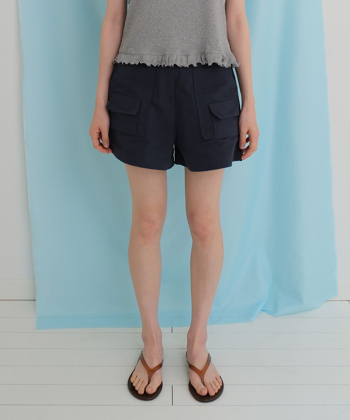 모의(MOUI) Cargo pocket shorts (NAVY)