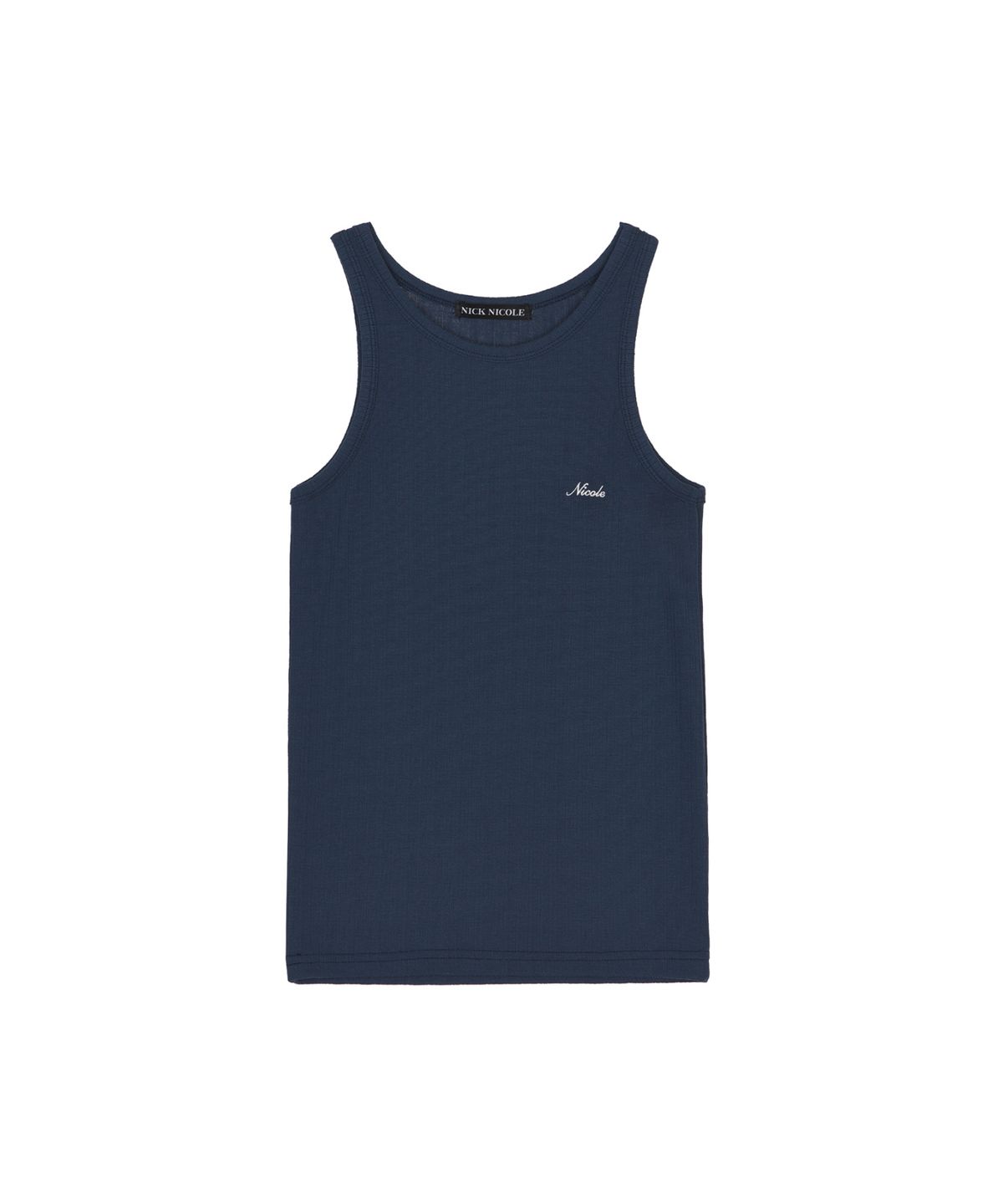 닉앤니콜(NICK&NICOLE) RIB EMBROIDERY SLEEVELESS TOP_NAVY