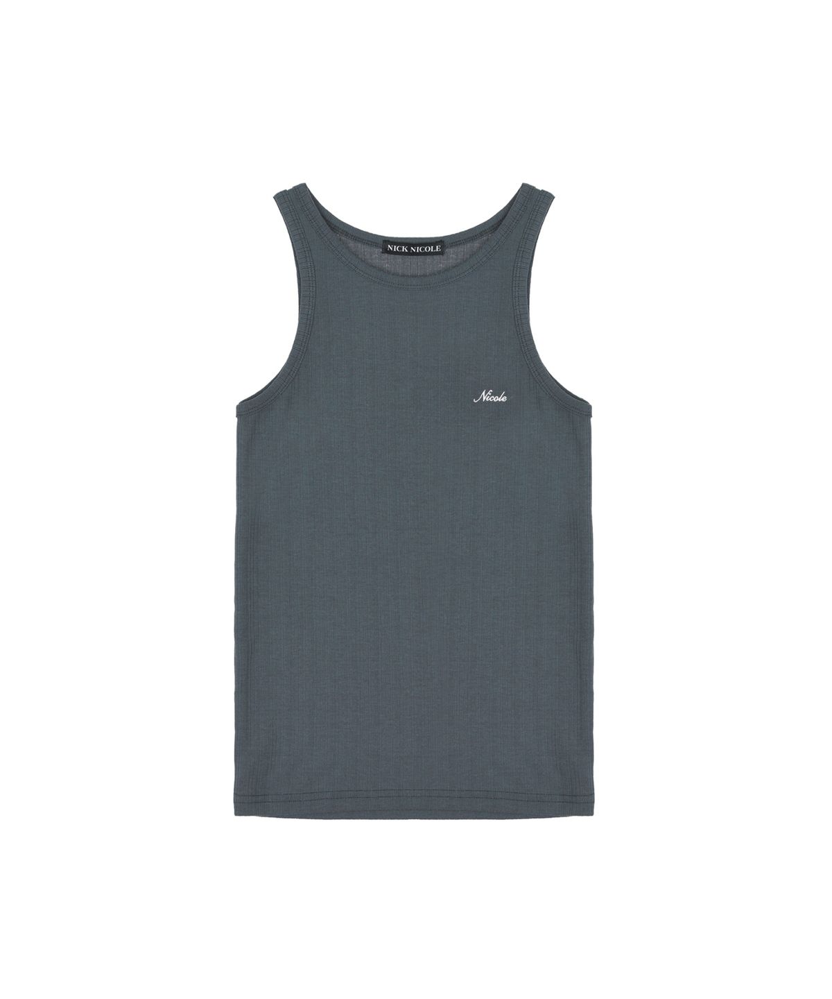 닉앤니콜(NICK&NICOLE) RIB EMBROIDERY SLEEVELESS TOP_CHARCOAL