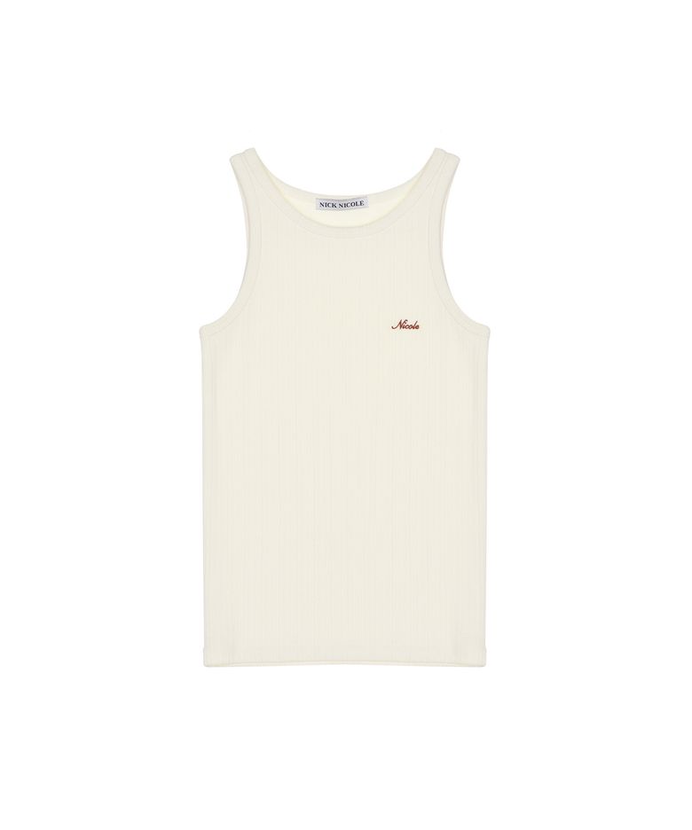 RIB EMBROIDERY SLEEVELESS TOP_CREAM