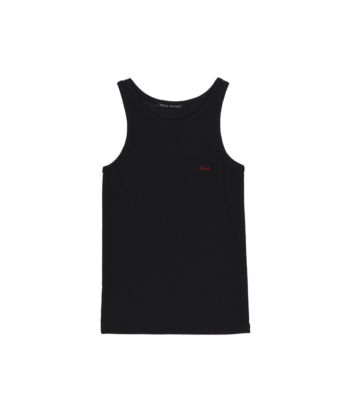 닉앤니콜(NICK&NICOLE) RIB EMBROIDERY SLEEVELESS TOP_BLACK