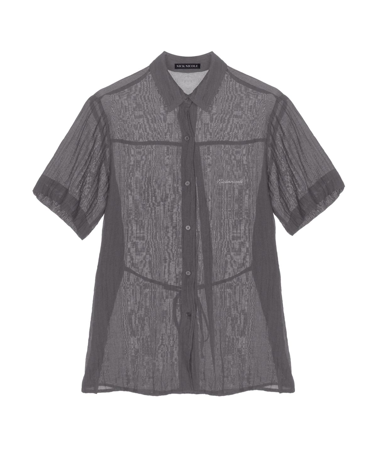 닉앤니콜(NICK&NICOLE) CRINKLE STRING HALF SHIRT_GRAY