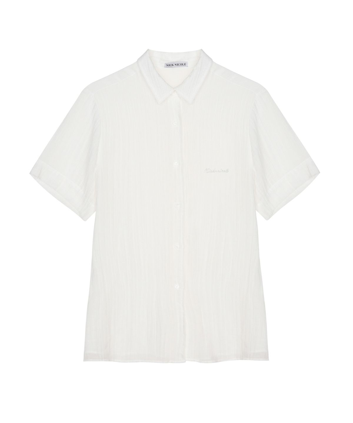닉앤니콜(NICK&NICOLE) CRINKLE STRING HALF SHIRT_IVORY