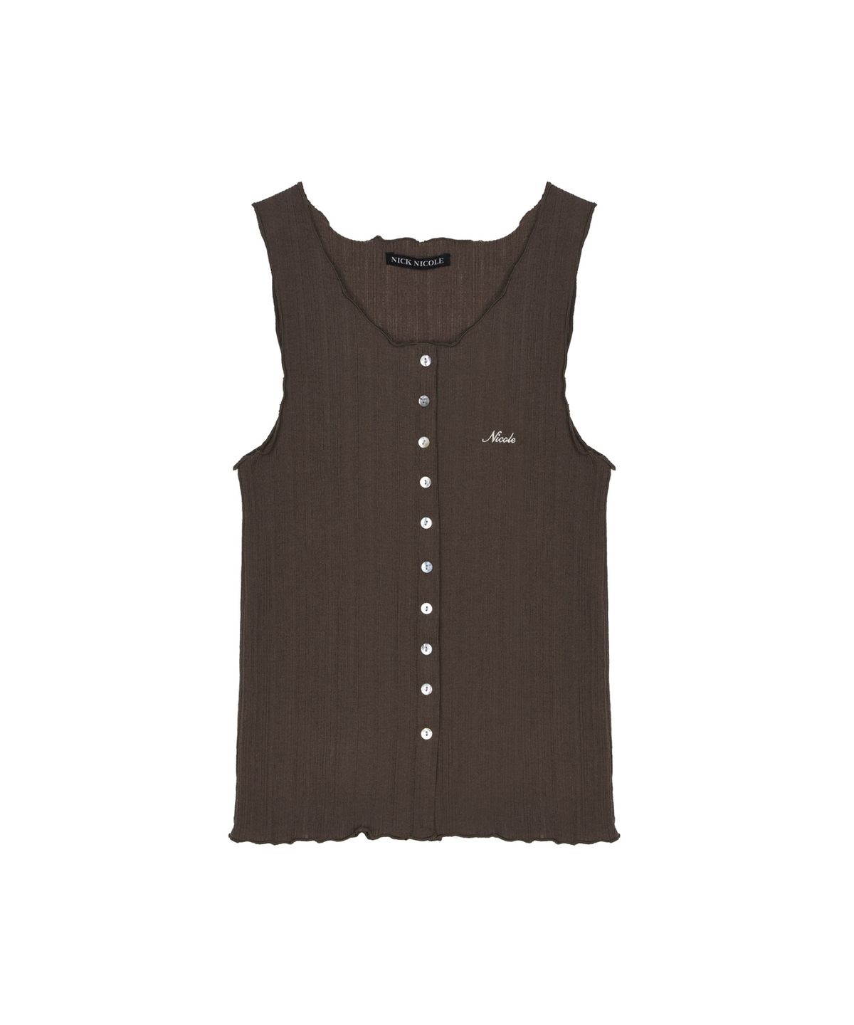 닉앤니콜(NICK&NICOLE) WAVE BUTTON SLEEVELESS TOP_BROWN