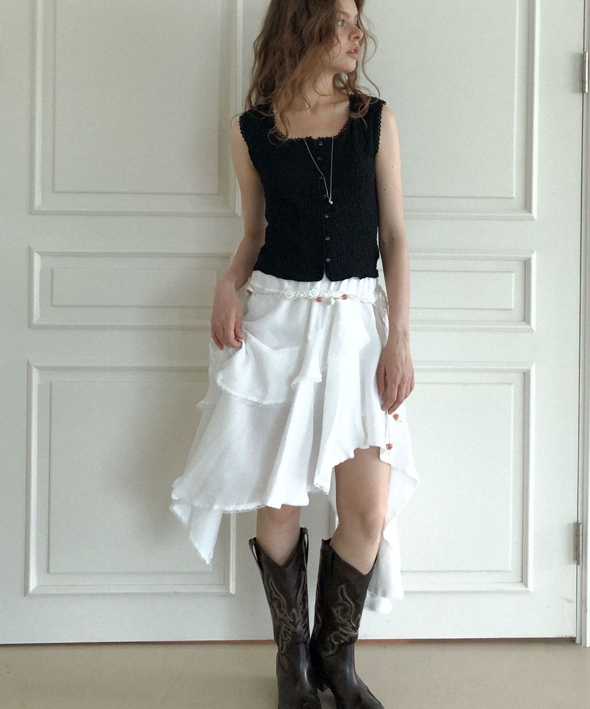 딜라이디(DELIDI) Magnificent long skirt (white)