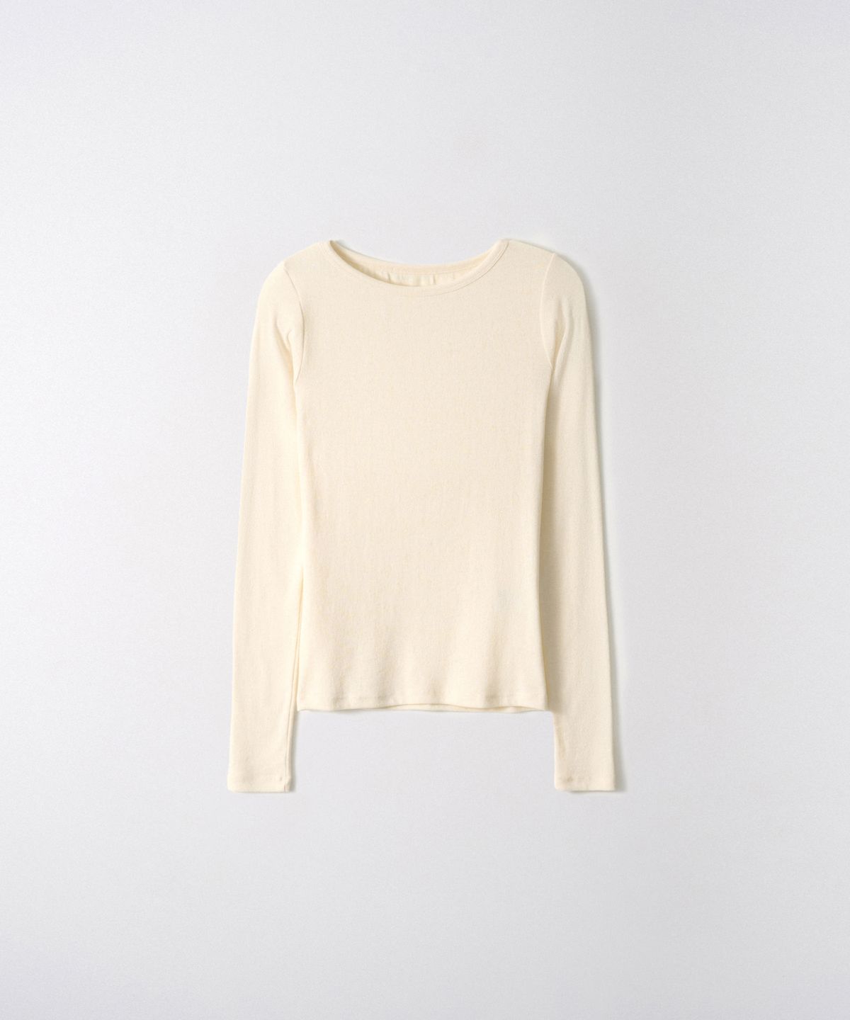 이지오 우먼(EZIO WOMEN) Basic Soft Boat-Neck T-shirts_Ivory