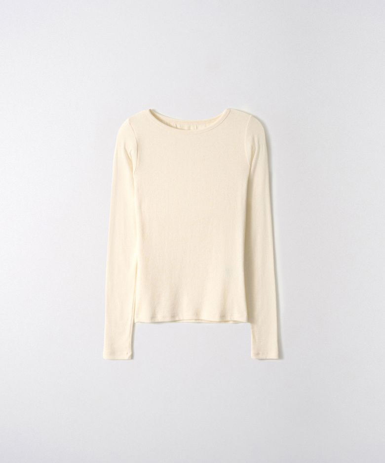Basic Soft Boat-Neck T-shirts_Ivory