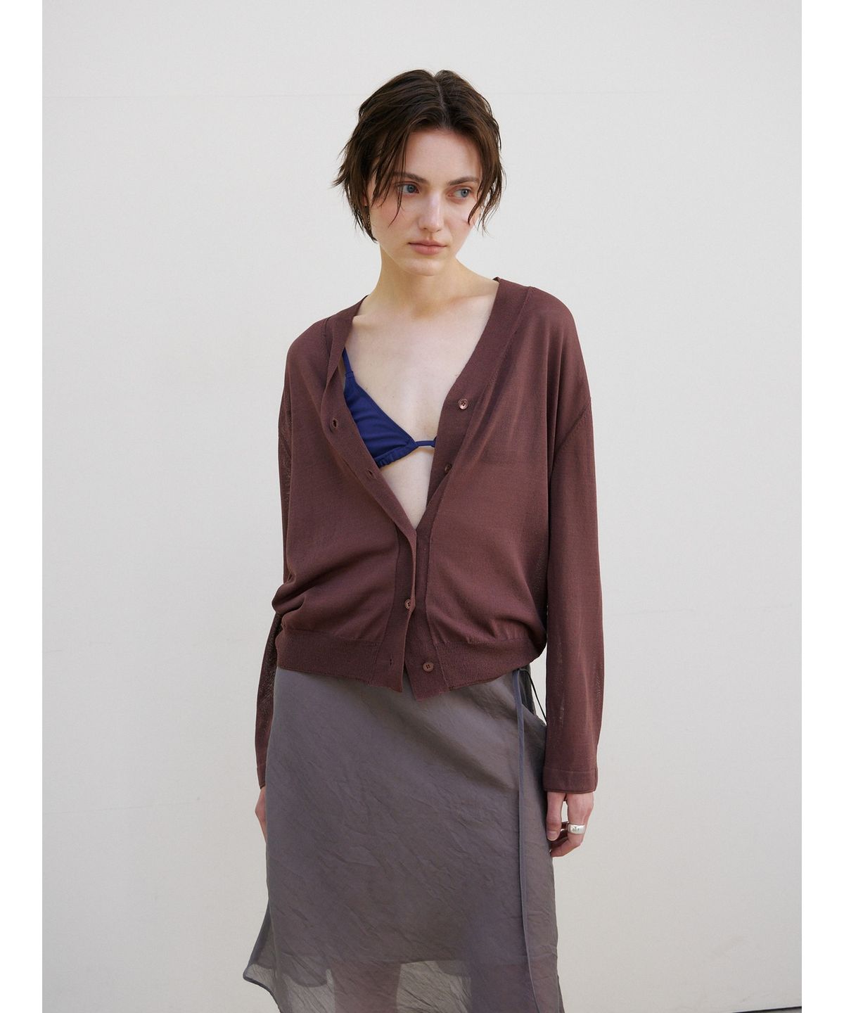 닌닛(NINNIT) Summer sheer cardigan (BROWN)