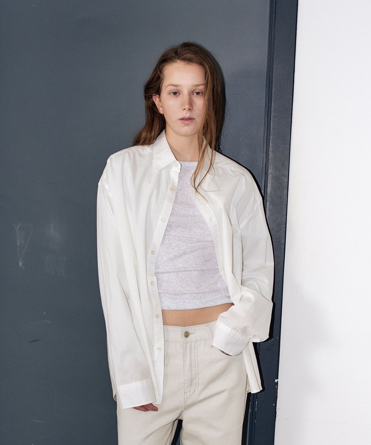 이지오 우먼(EZIO WOMEN) W Washed Linen Shirt_White