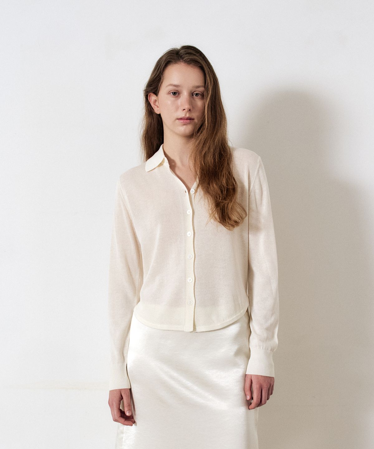 이지오 우먼(EZIO WOMEN) Light Linen Shirt Knit_Ivory