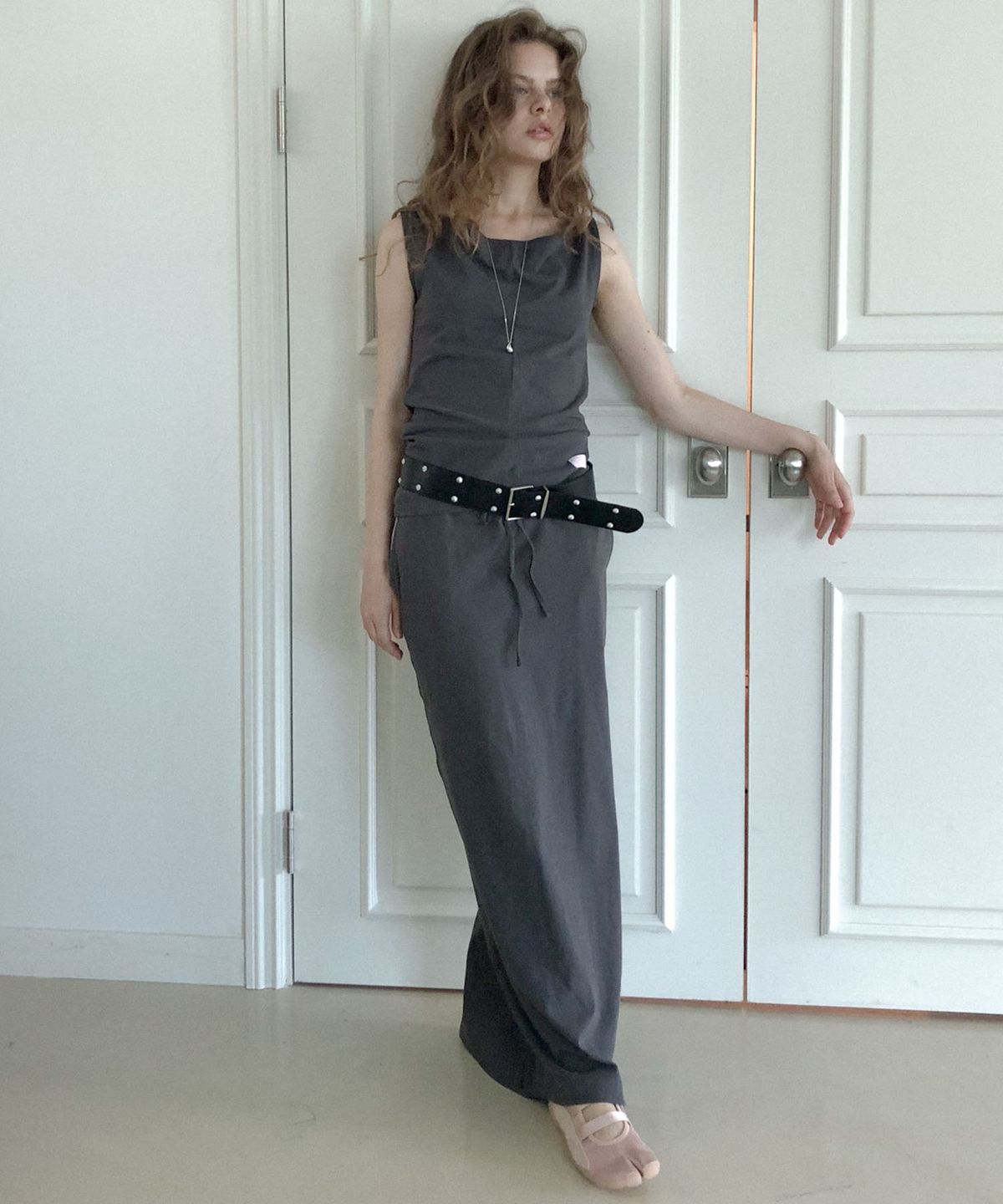 딜라이디(DELIDI) Basic maxi skirt (gray)