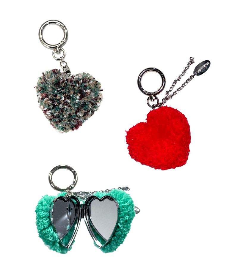 [핸드메이드/터프팅] TUFTED HEART MIRROR KEYRING (3colors)