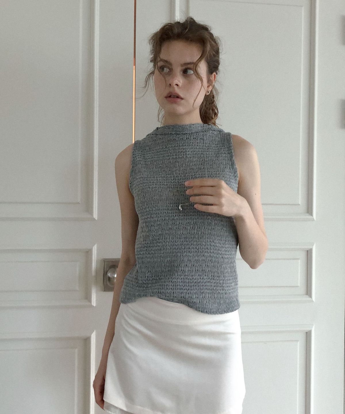 딜라이디(DELIDI) Elrocio neck vest (gray)