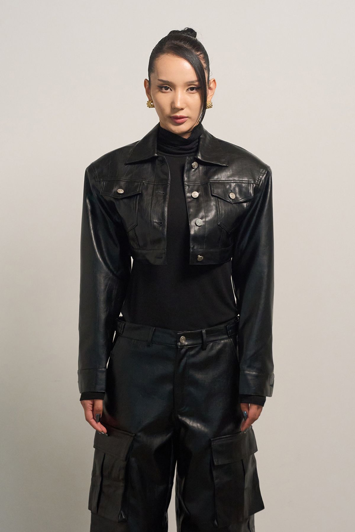 프로젝트 웨이브(PROJECT WAVE) Leather Multi Jacket Black