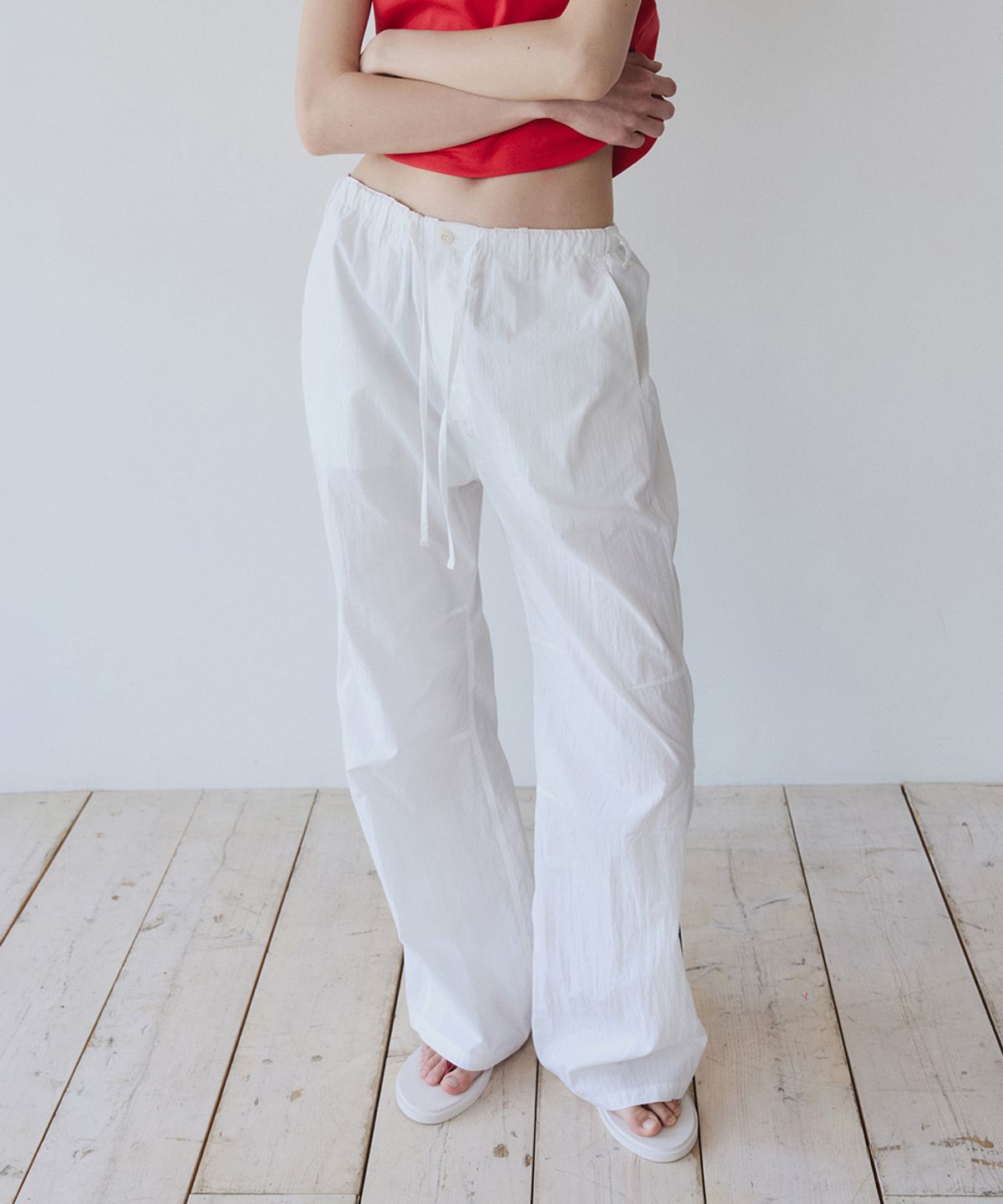 이어닝(YEARNING) EASY STRING COTTON PANTS, WHITE