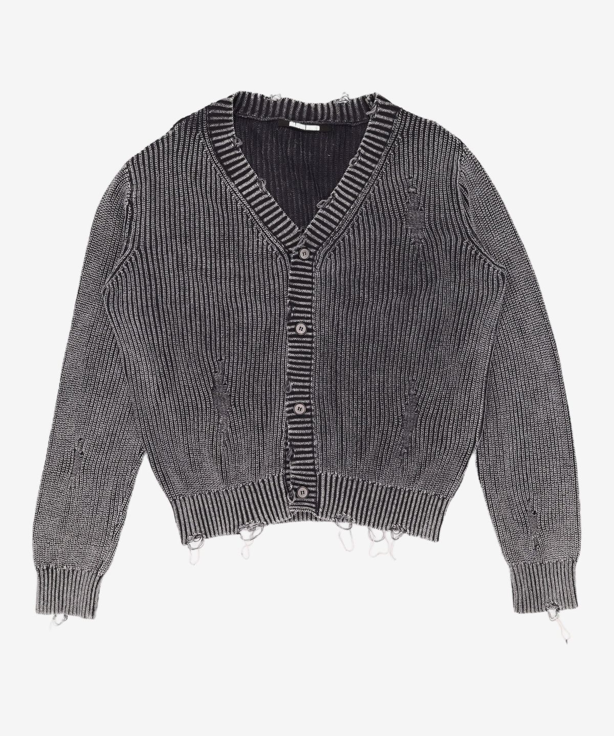 메종미네드(MAISON MINED) DAMAGE COLOUR DYE CARDIGAN DARK GREY M