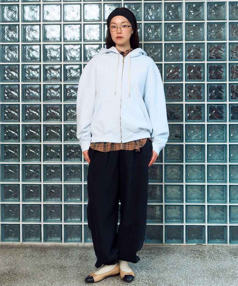 EEUT BASIC WASHED SWEAT ZIP-UP / MELANGE WHITE