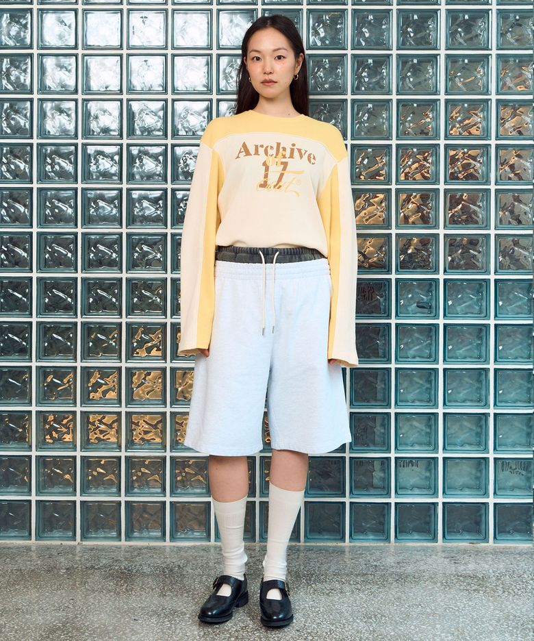 EEUT BASIC WASHED SWEAT SHORTS / MELANGE WHITE