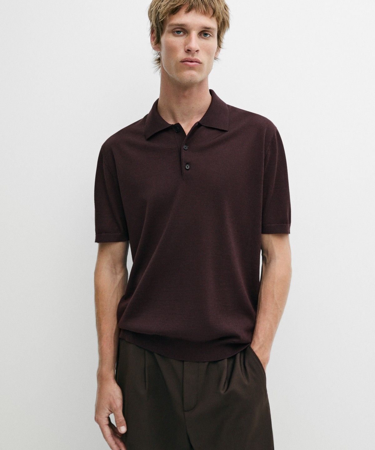 마시모두띠(MASSIMO DUTTI) 울 블렌드 니트 폴로