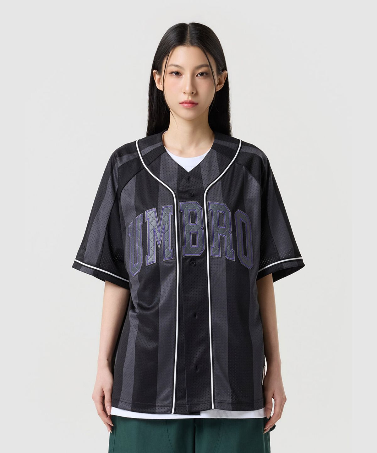 엄브로(UMBRO) 챈트 메쉬 베이스볼 반팔 저지 블랙 UR321CFT73