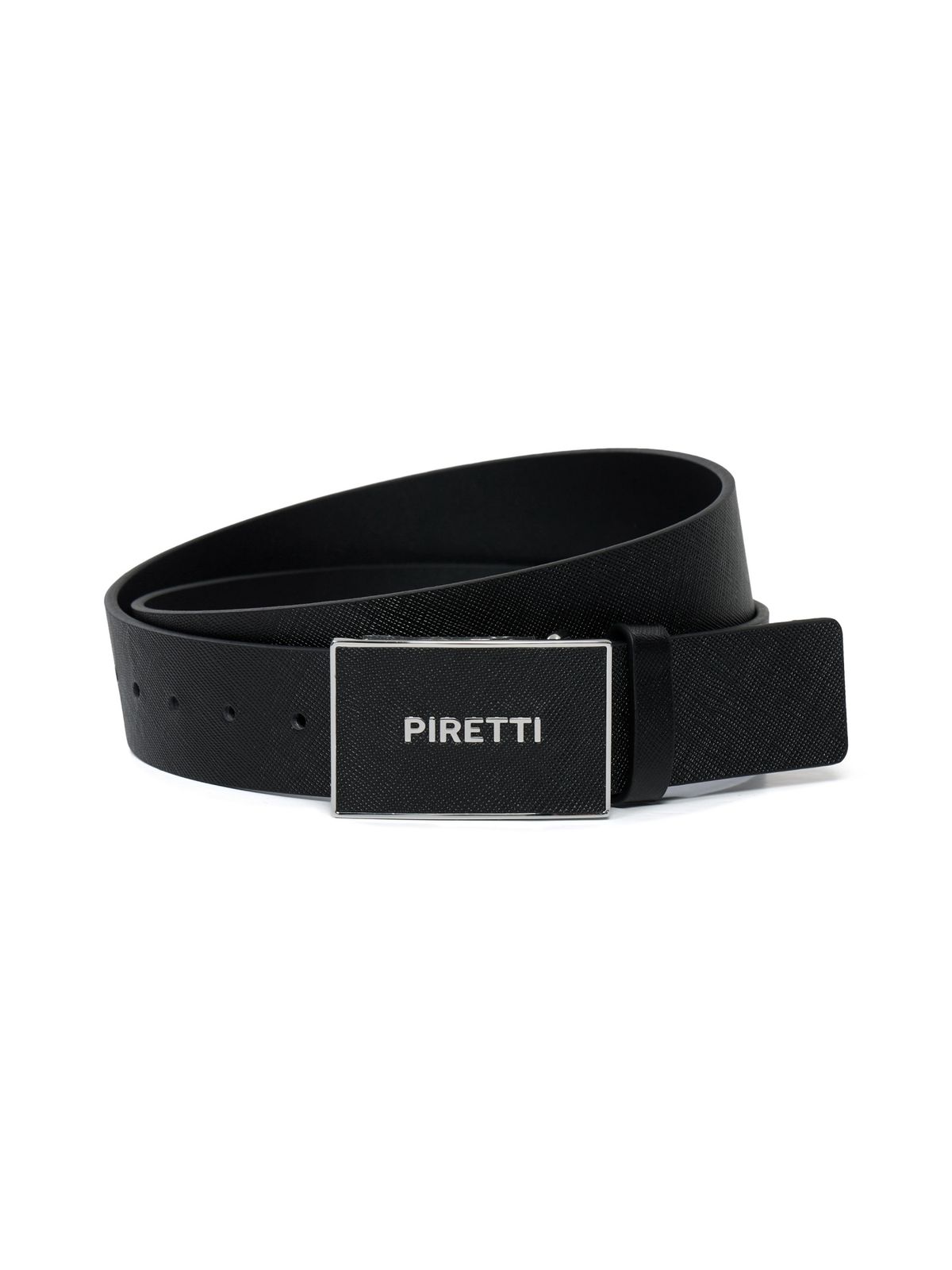 피레티(PIRETTI) RE_슬림버클 가죽 벨트_Black