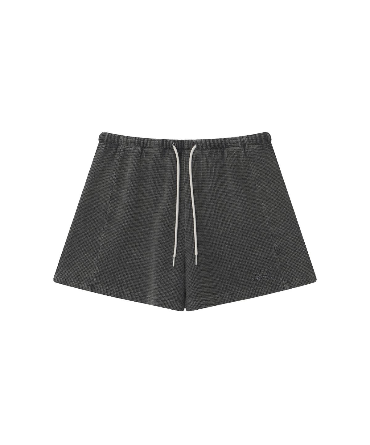 이우트(EEUT) PIGMENT WAFFLE SHORTS / CHARCOAL