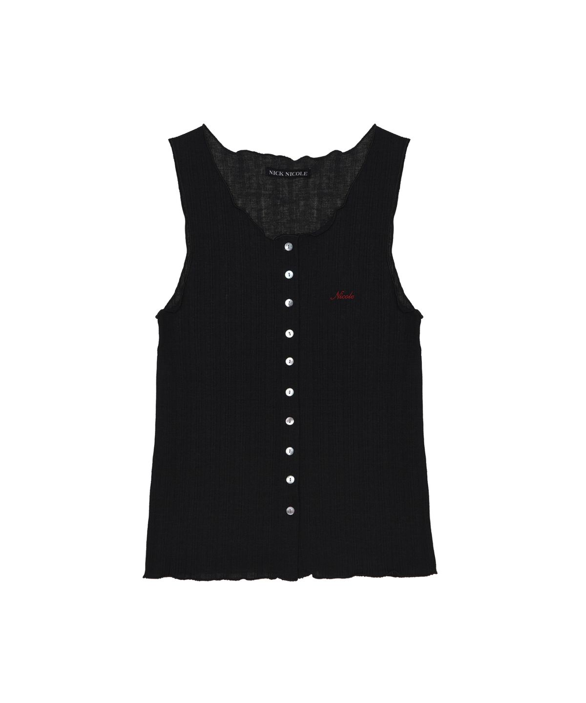 닉앤니콜(NICK&NICOLE) WAVE BUTTON SLEEVELESS TOP_BLACK