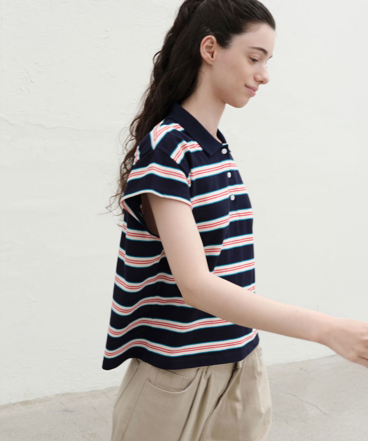 르바(LEVAR) Stripe PK T-shirt - Classic Navy Stripe
