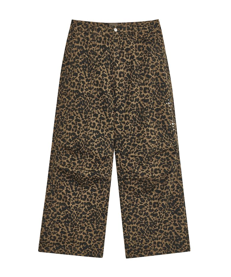 STUD PARACHUTE PANTS [LEOPARD BROWN]