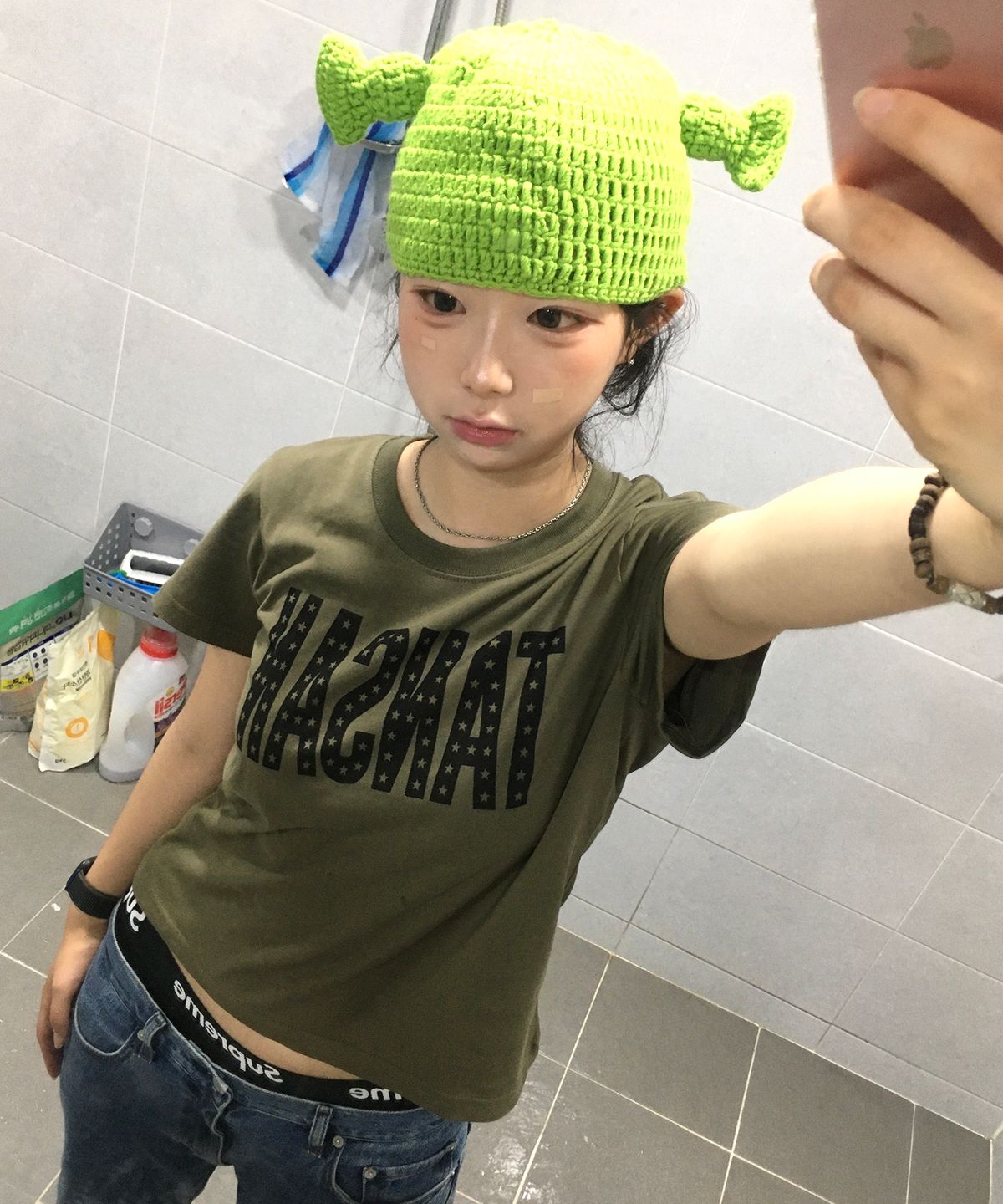 탄산마그네슘(TANSANMAGNESIUM) 탄산 스타 로고 티셔츠 (카키)