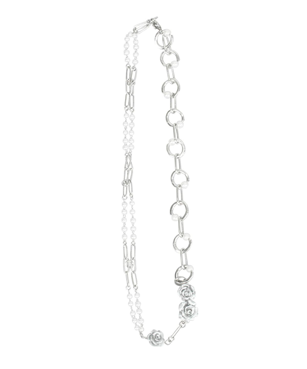 미애(MIAE) Silver rose chain necklace