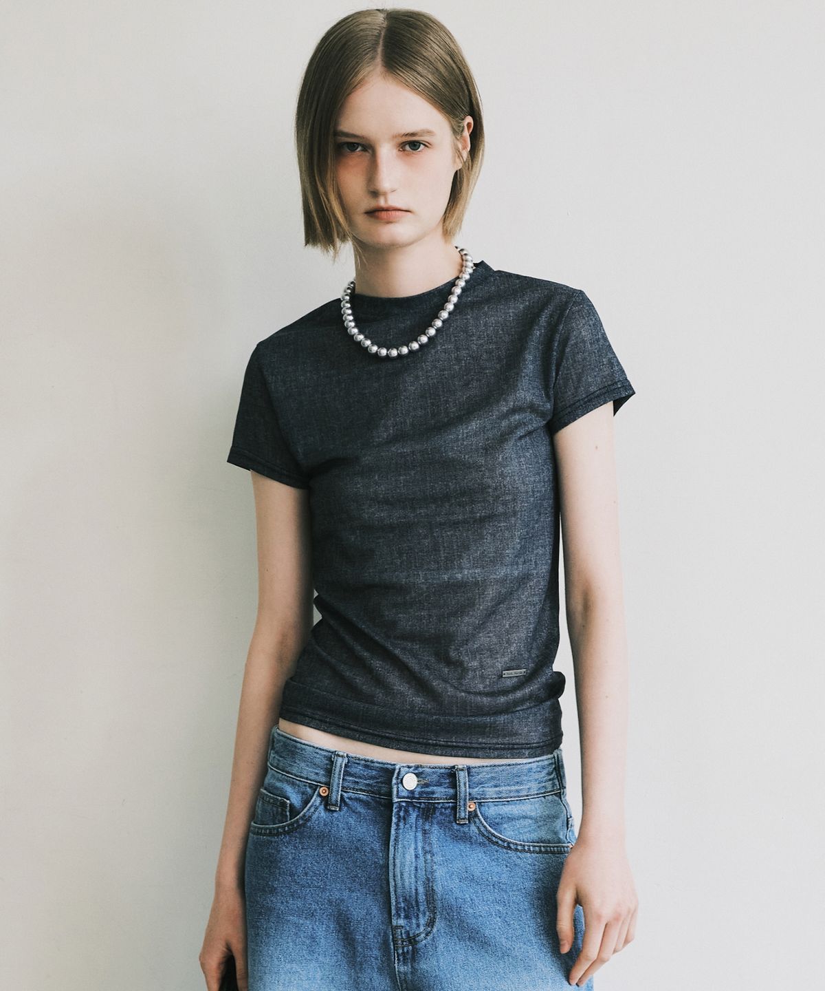 닉앤니콜(NICK&NICOLE) SHEER DENIM MOOD TOP_NAVY
