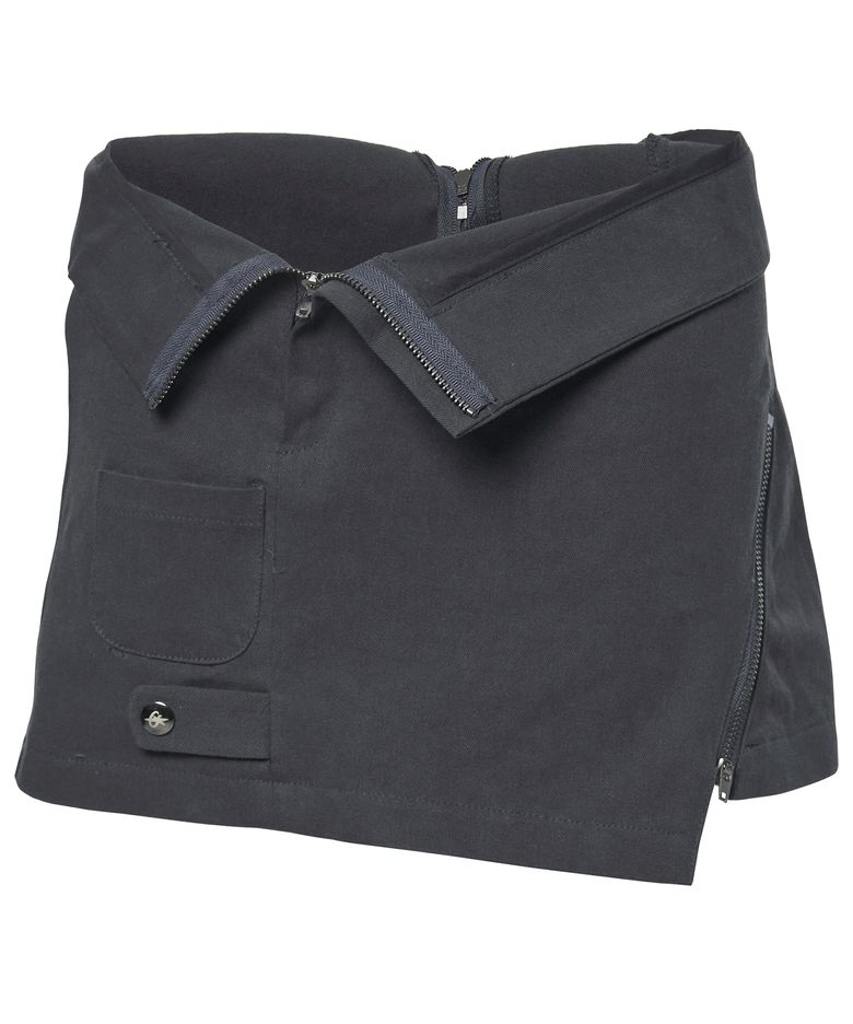 Asymmetrical Folded Skirt (FL-272_Dark Gray)