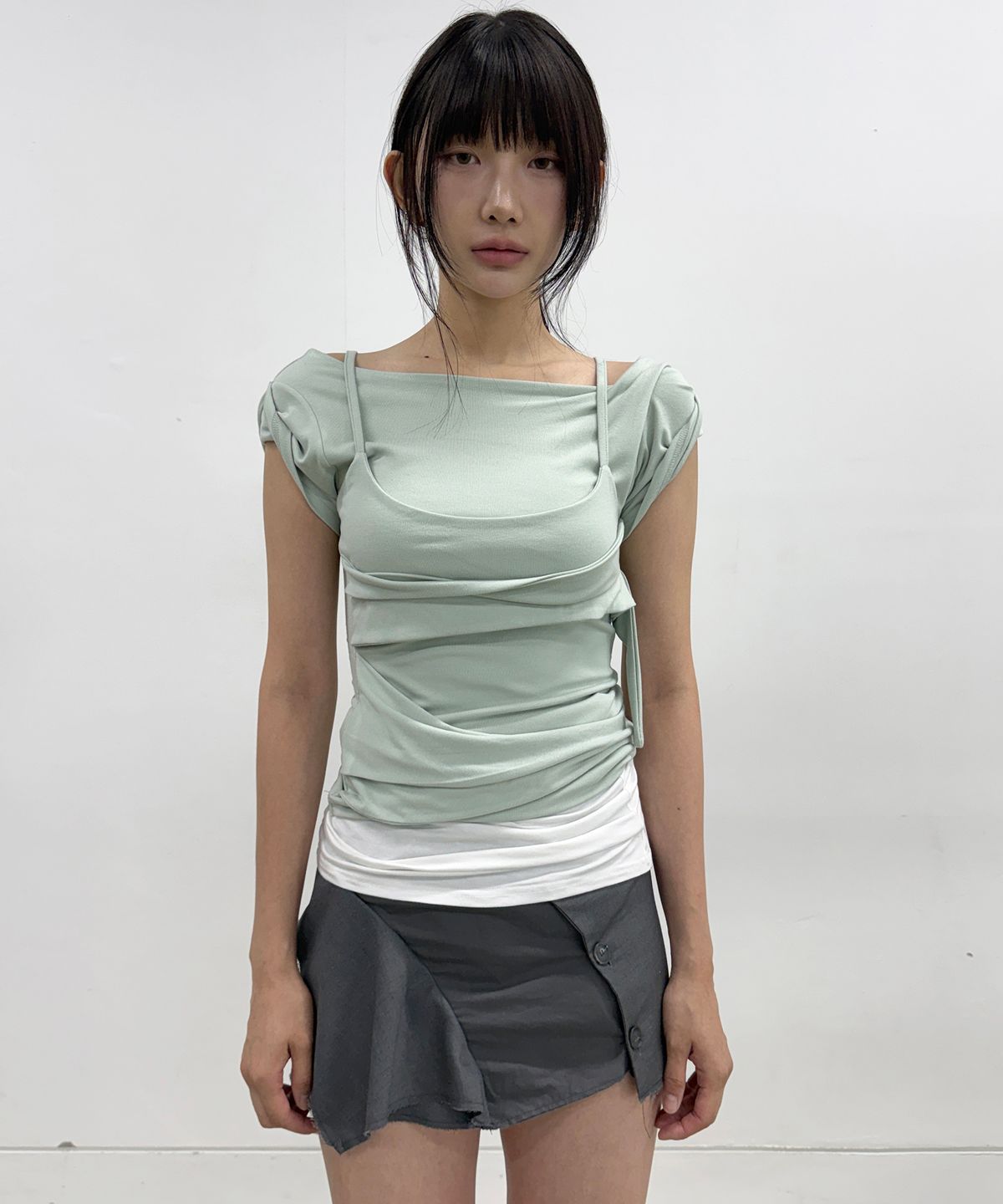 플레어업(FLAREUP) Layered Bustier T-Shirt (FL-108_Mint)
