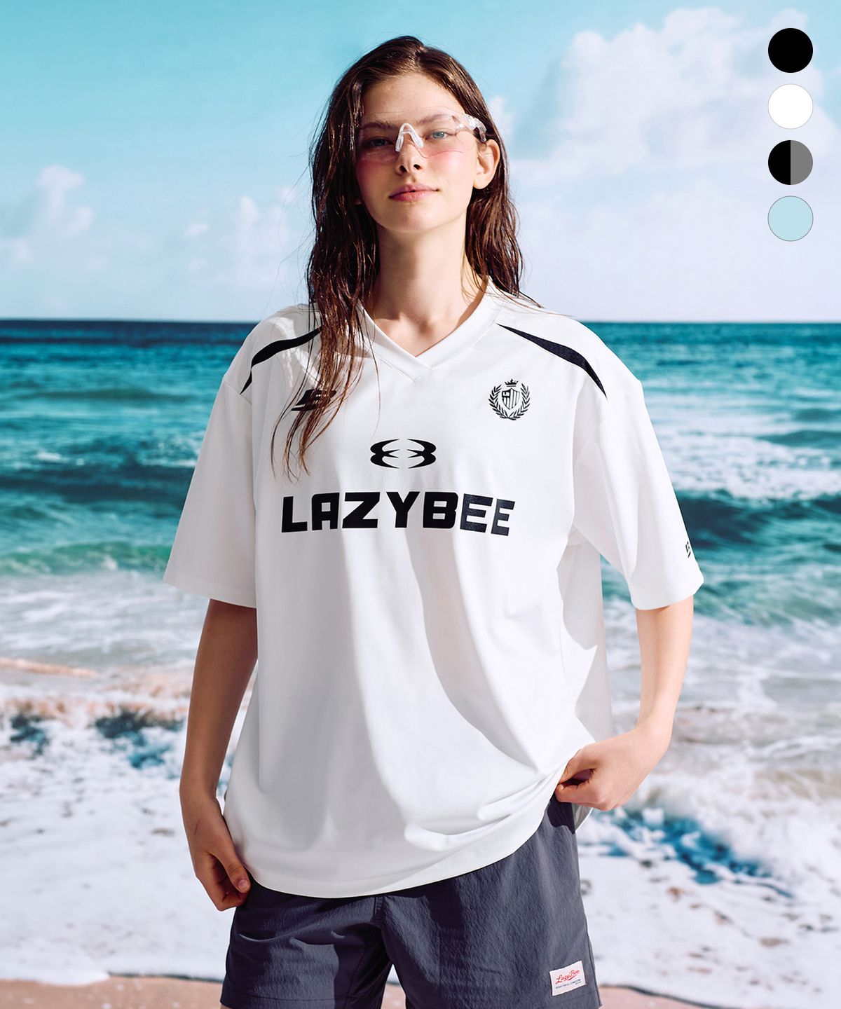 레이지비(LAZYBEE) 하이드로 메쉬 퍼포먼스 오버핏 W 래쉬가드 반팔 져지 (4컬러)