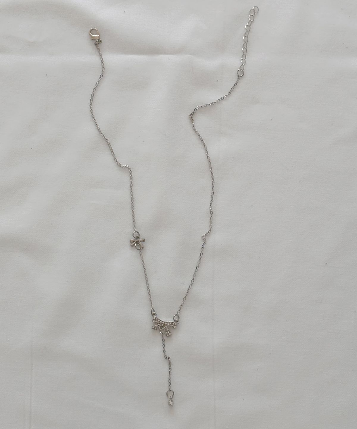 핑크파인애플(PINK PINEAPPLE) TWINKLE TWIN RIBBON NECKLACE_SILVER