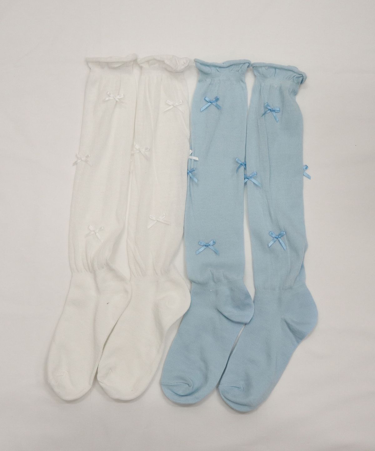 핑크파인애플(PINK PINEAPPLE) ［2PCS 1SET］DREAMY RIBBON LAYER SOCKS_SKY BLUE