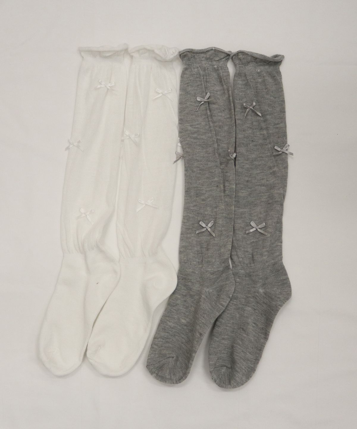 핑크파인애플(PINK PINEAPPLE) ［2PCS 1SET］DREAMY RIBBON LAYER SOCKS_MELANGE GREY