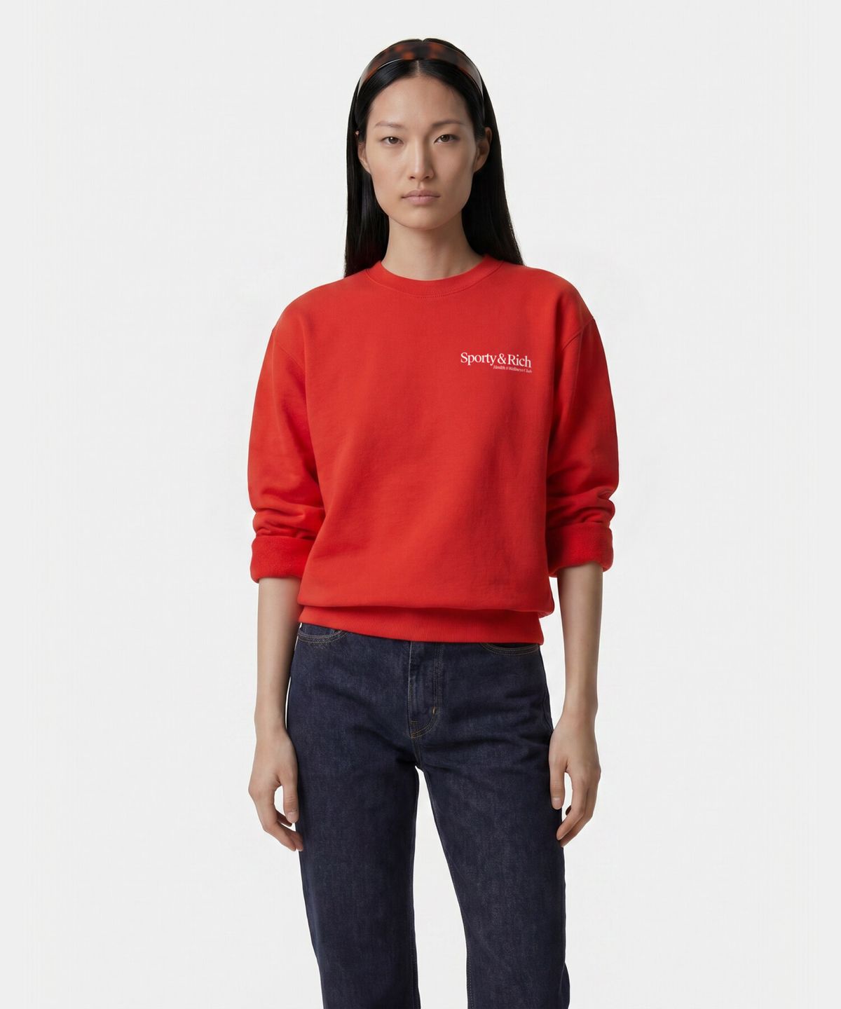 스포티앤리치(SPORTY&RICH) 모던 크루넥 남여공용 - 레드 R265AUW020