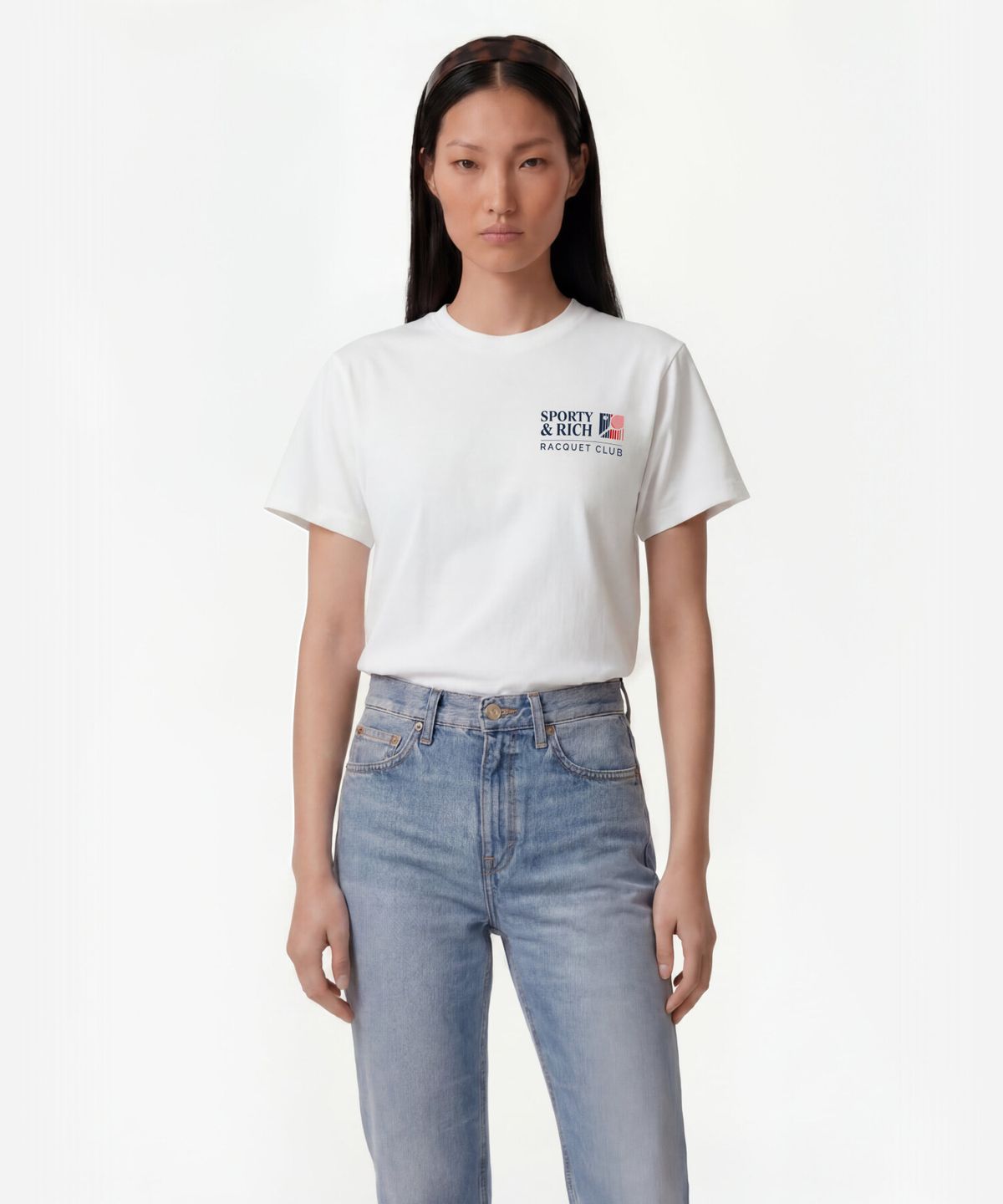 스포티앤리치(SPORTY&RICH) 프로모 티셔츠 남여공용 - 화이트 R265AUT019