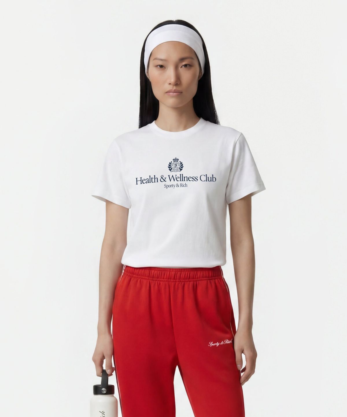 스포티앤리치(SPORTY&RICH) H&W 크레스트 티셔츠 남여공용 - 화이트 R265AUT018