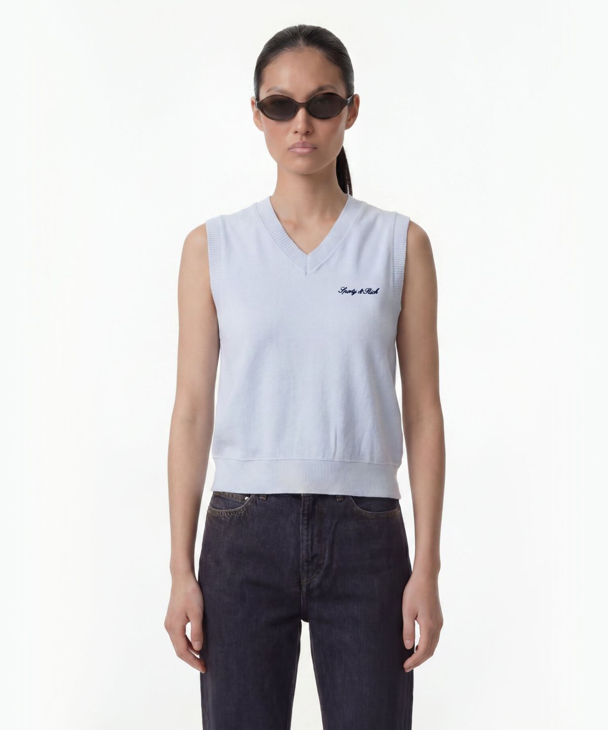 스포티앤리치(SPORTY&RICH) 시그니쳐 로고 테리 베스트- 시엘 R265AWV003