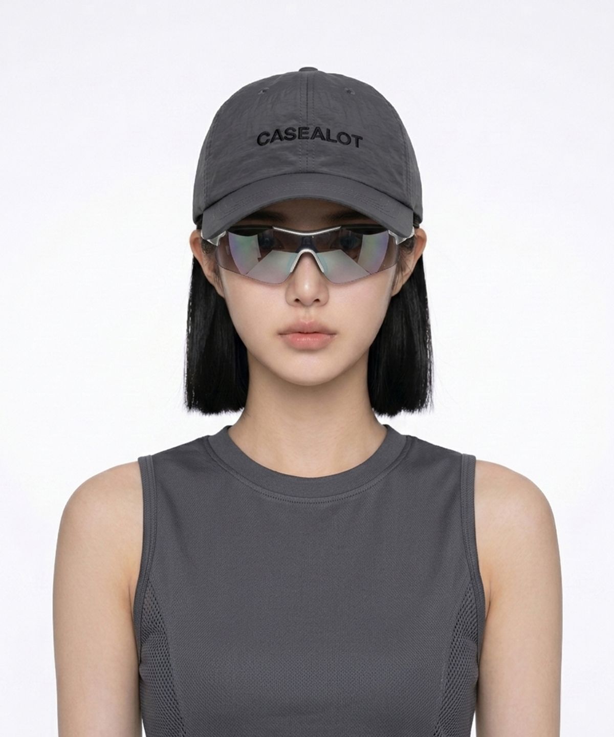 케이스어랏(CASE A LOT) Nylon running cap - Deep charcoal