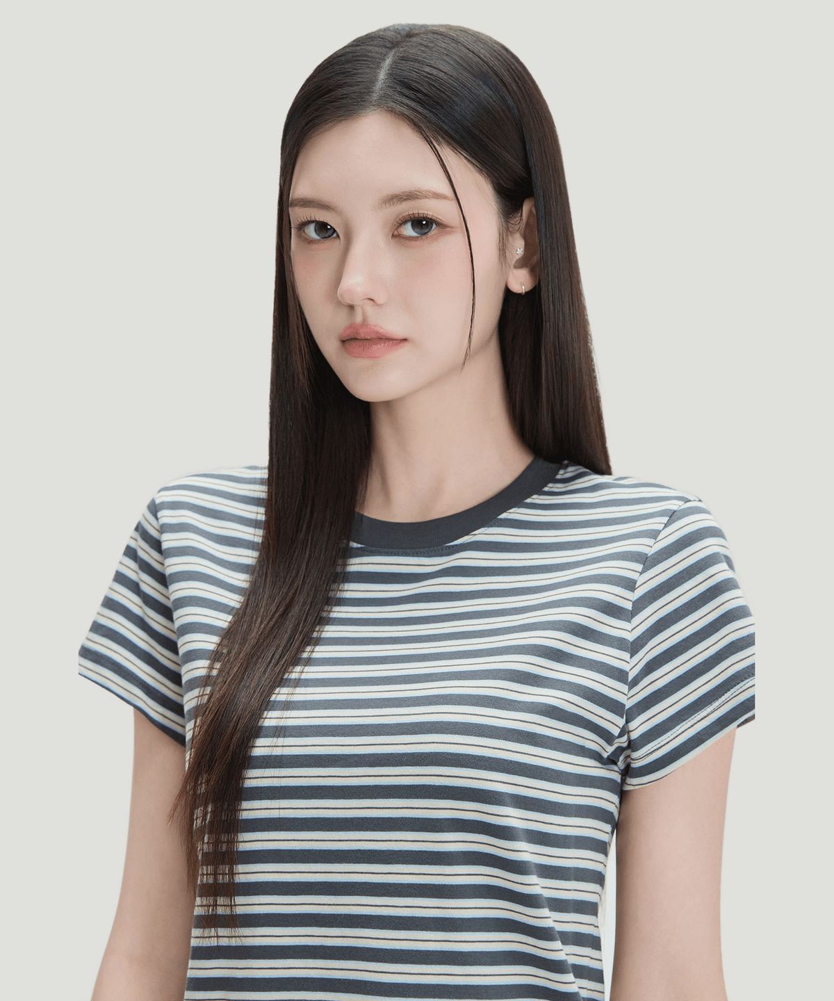 미쏘(MIXXO) 스트라이프 반팔 티셔츠_MIWHWG704A