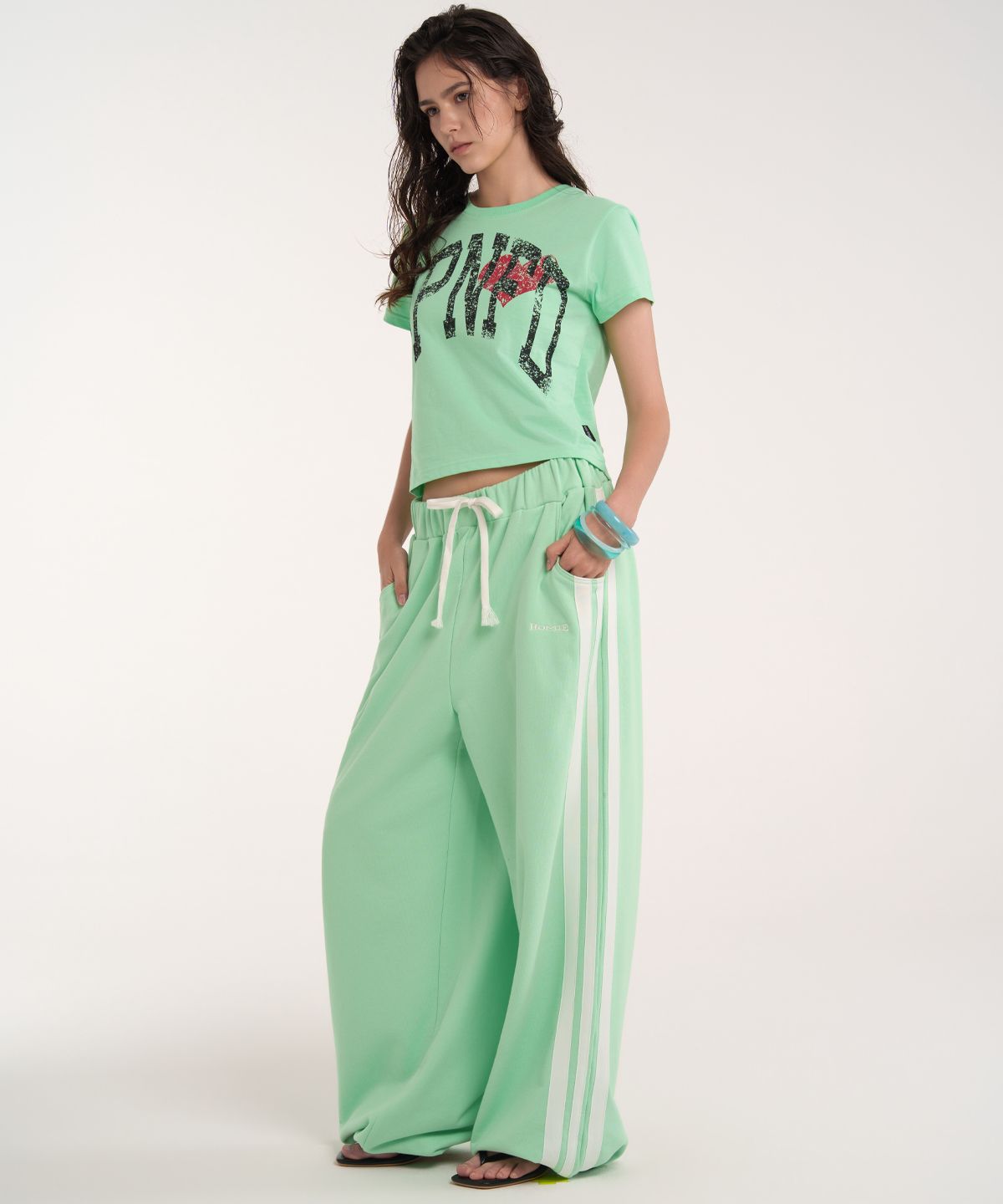 이에스씨 스튜디오(ESC STUDIO) Homie 3-stripe sweat pants (mint)
